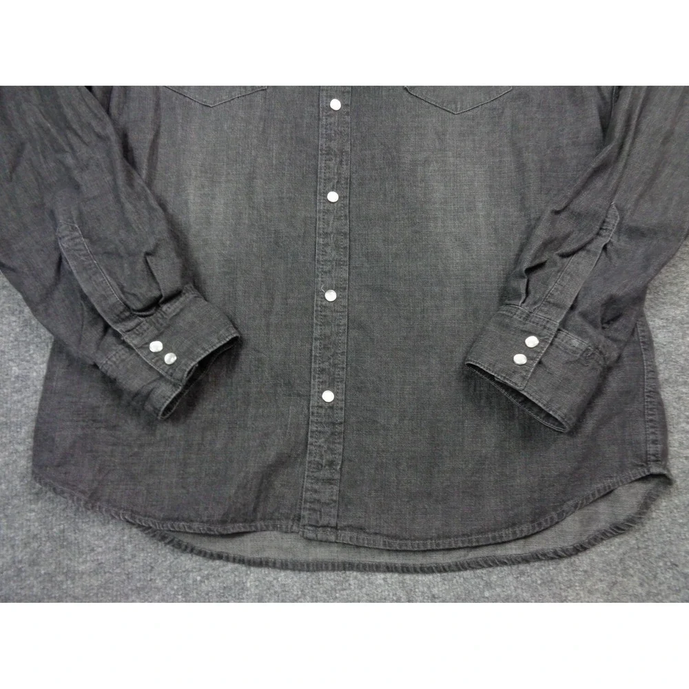 Levi's Western Denim Shirt Black Mens Size 2XL Pearl Snap Button Long Sleeve